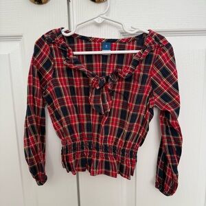 Girls Old Navy Plaid Tie-Front Shirt